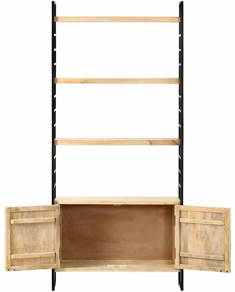 Knygų spinta, 4 aukštų, 80x30x180cm, mango masyvas