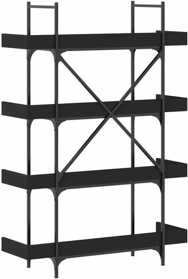 Knygų spinta, 4 aukštų, juoda, 100x33x145,5cm, apdirbta mediena