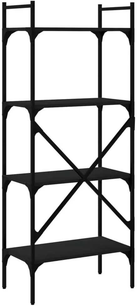 Knygų spinta, 4 aukštų, juoda, 56x31,5x138,5cm, mediena