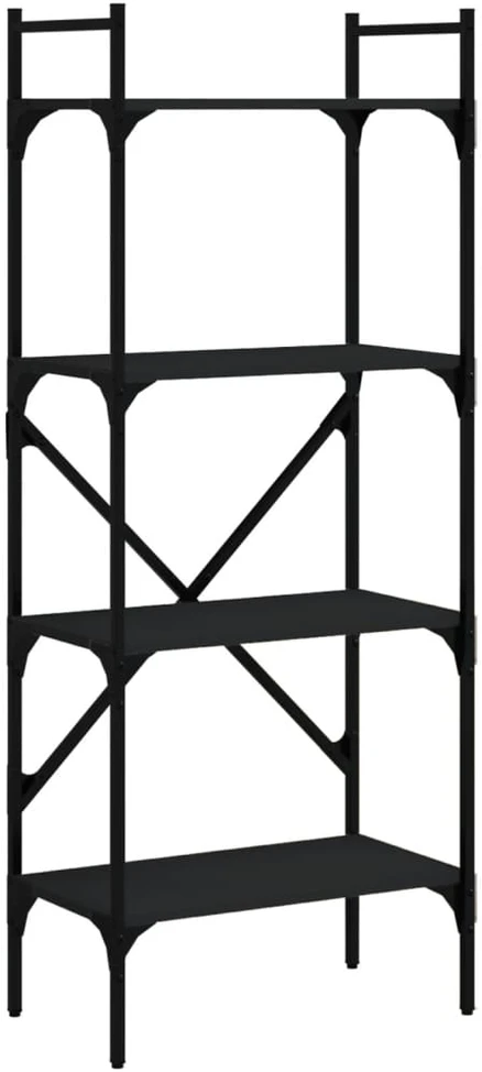 Knygų spinta, 4 aukštų, juoda, 56x31,5x138,5cm, mediena