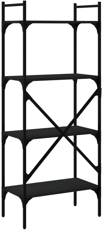Knygų spinta, 4 aukštų, juoda, 56x31,5x138,5cm, mediena