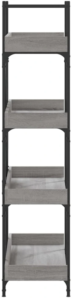 Knygų spinta, 4 aukštų, pilka ąžuolo, 100x33x145,5cm, mediena