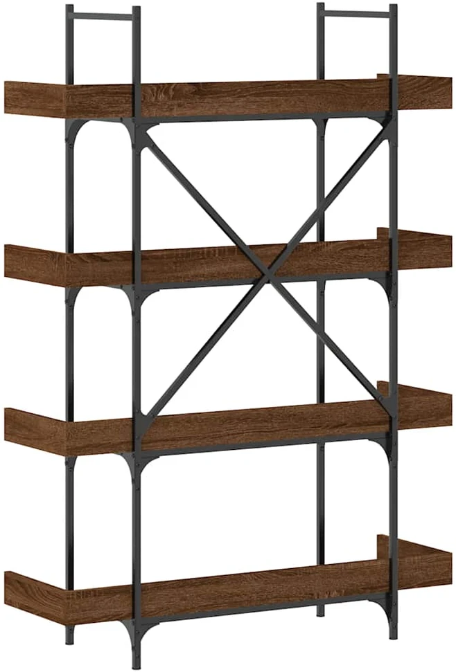 Knygų spinta, 4 aukštų, ruda ąžuolo, 100x33x145,5cm, mediena