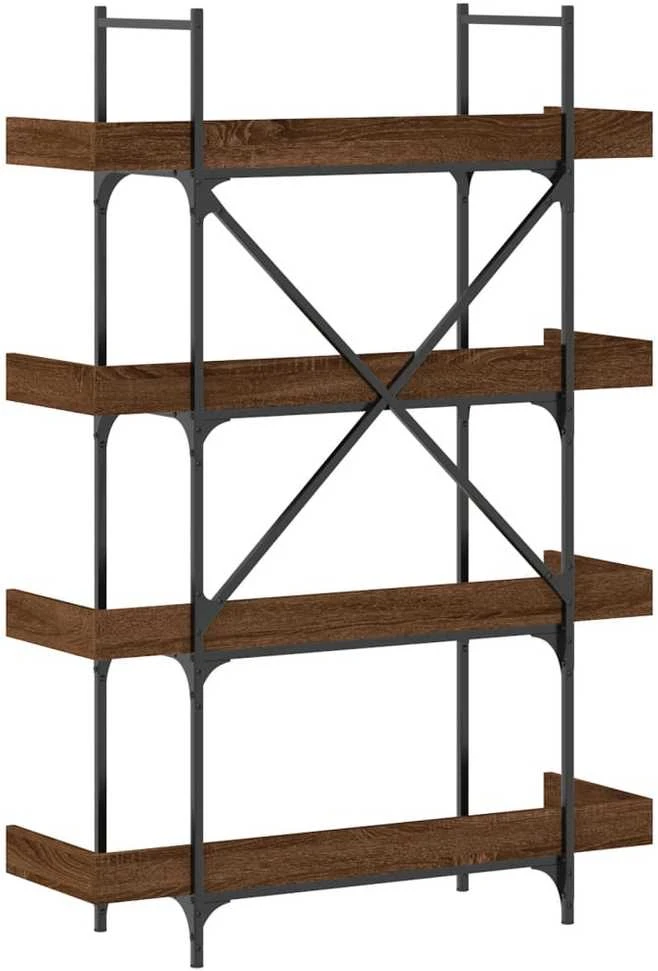 Knygų spinta, 4 aukštų, ruda ąžuolo, 100x33x145,5cm, mediena