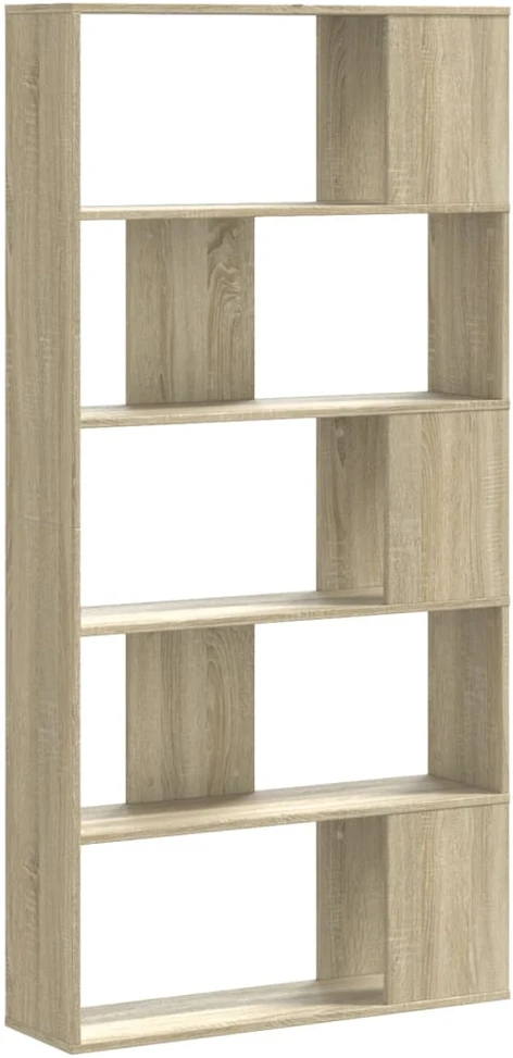 Knygų spinta, 5 aukštų, ąžuolo, 80,5x23,5x162,5cm, mediena