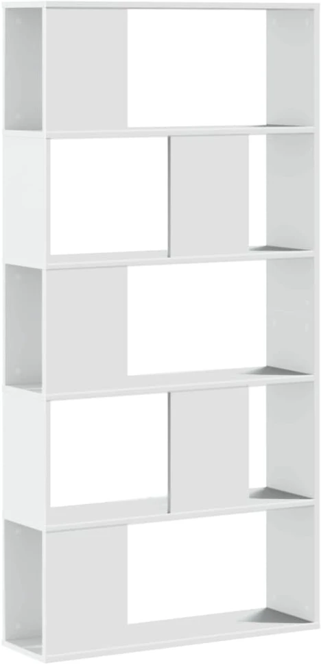Knygų spinta, 5 aukštų, balta, 80,5x23,5x162,5cm, mediena