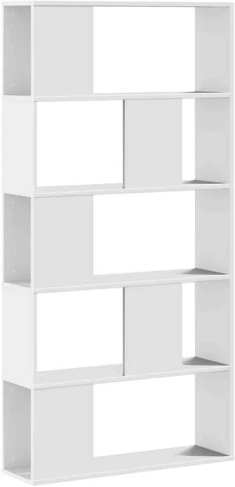 Knygų spinta, 5 aukštų, balta, 80,5x23,5x162,5cm, mediena