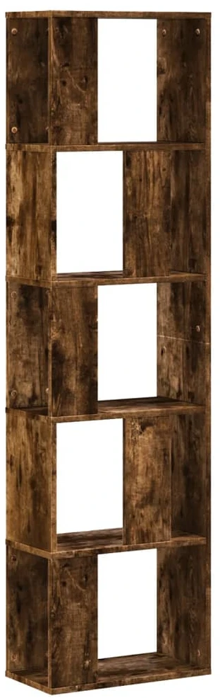Knygų spinta, 5 aukštų, dūminė, 45x23,5x162,5cm, mediena