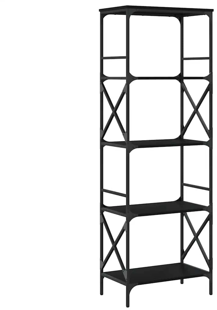 Knygų spinta, 5 aukštų, juoda, 59x35x171cm, apdirbta mediena