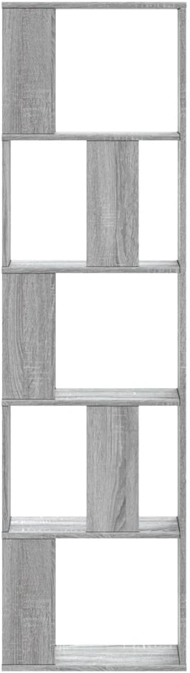 Knygų spinta, 5 aukštų, pilka, 45x23,5x162,5cm, mediena