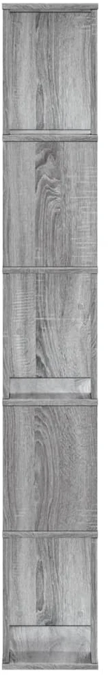 Knygų spinta, 5 aukštų, pilka, 45x23,5x162,5cm, mediena