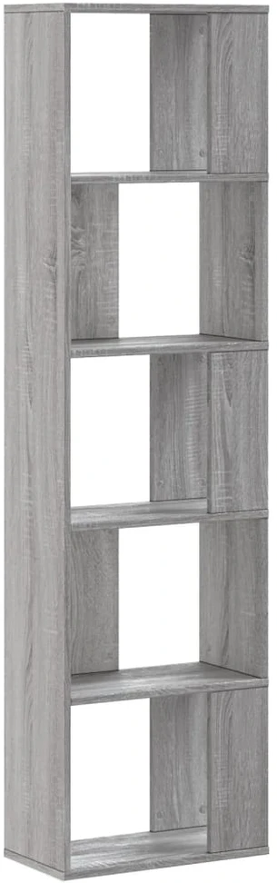 Knygų spinta, 5 aukštų, pilka, 45x23,5x162,5cm, mediena