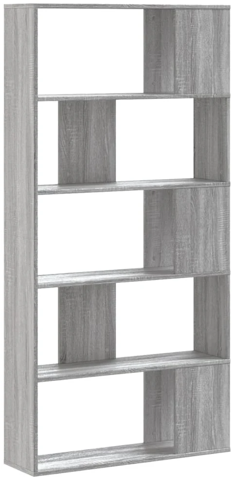 Knygų spinta, 5 aukštų, pilka, 80,5x23,5x162,5cm, mediena