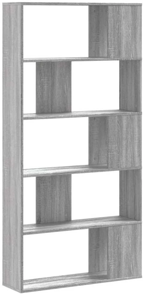 Knygų spinta, 5 aukštų, pilka, 80,5x23,5x162,5cm, mediena
