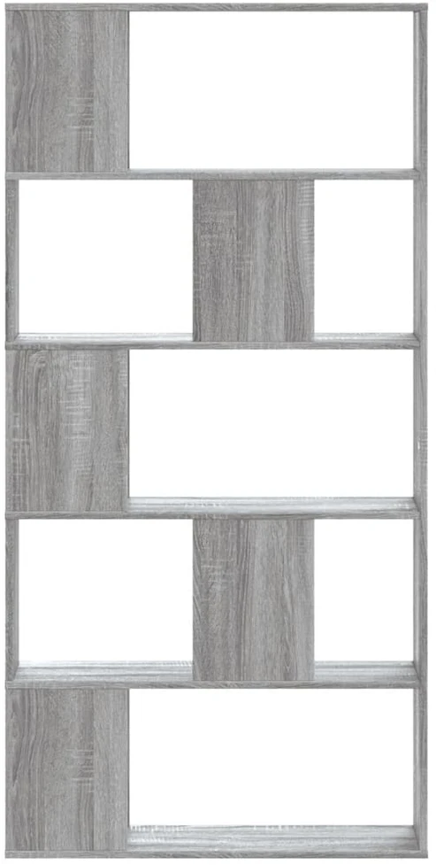 Knygų spinta, 5 aukštų, pilka, 80,5x23,5x162,5cm, mediena