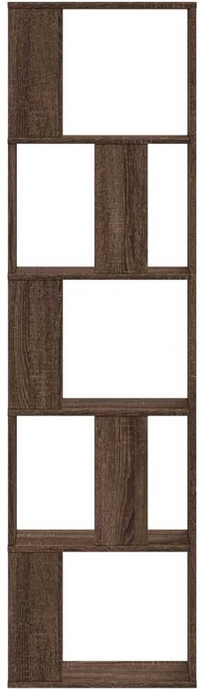 Knygų spinta, 5 aukštų, ruda, 45x23,5x162,5cm, mediena