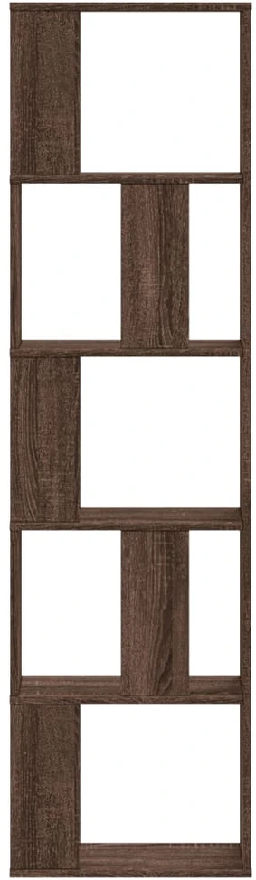 Knygų spinta, 5 aukštų, ruda, 45x23,5x162,5cm, mediena