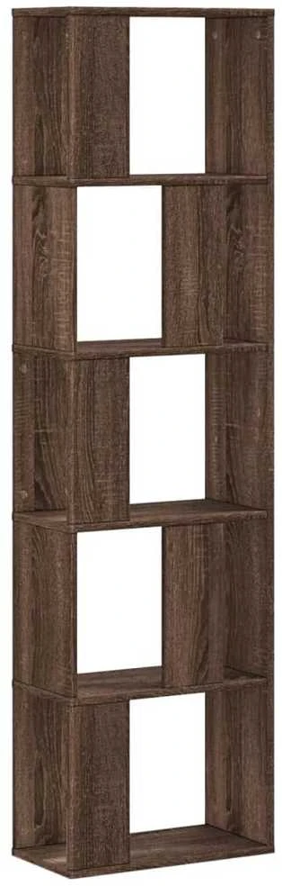 Knygų spinta, 5 aukštų, ruda, 45x23,5x162,5cm, mediena