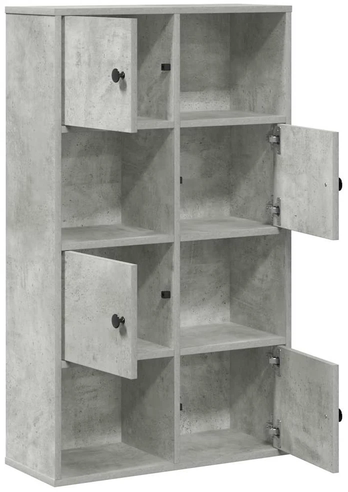 Knygų spinta, betono pilka, 60x24x101,5cm, apdirbta mediena