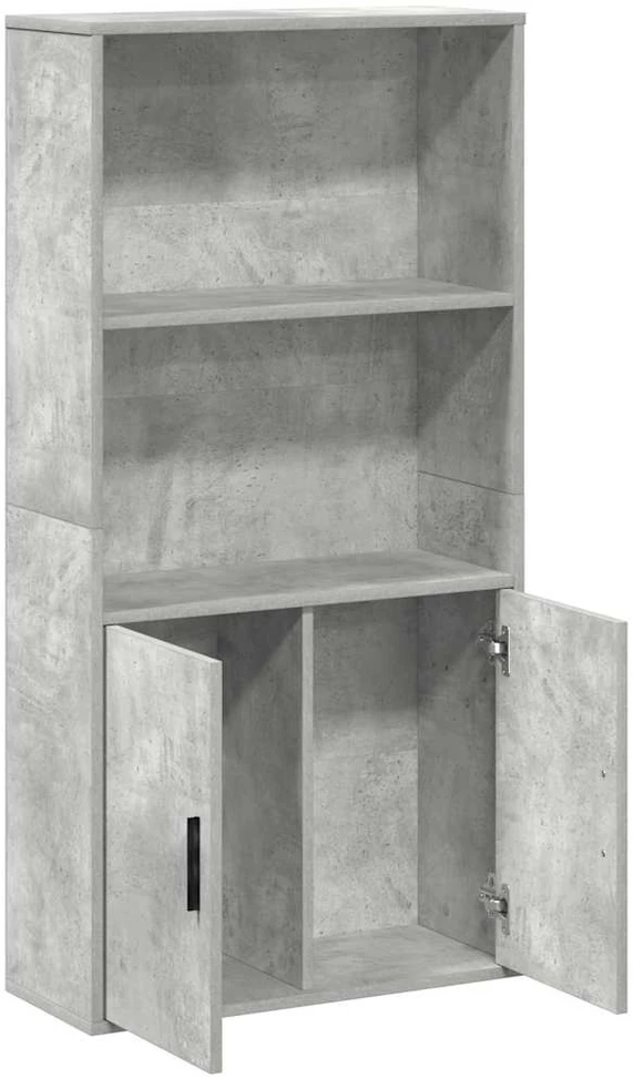Knygų spinta, betono pilka, 60x24x120cm, apdirbta mediena