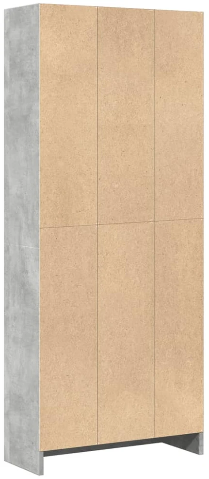Knygų spinta, betono pilka, 60x24x143cm, apdirbta mediena