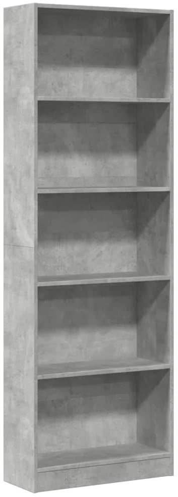 Knygų spinta, betono pilka, 60x24x176cm, apdirbta mediena