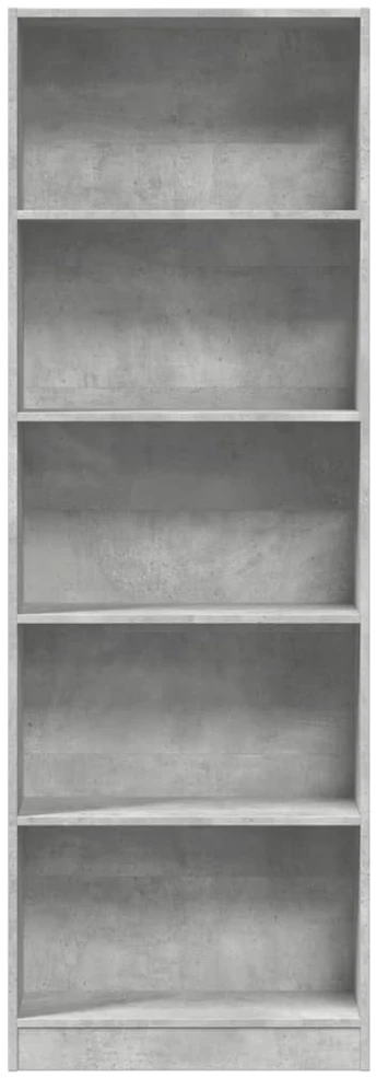 Knygų spinta, betono pilka, 60x24x176cm, apdirbta mediena