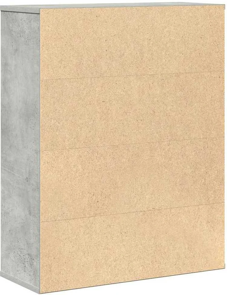 Knygų spinta, betono pilka, 60x24x76,5cm, apdirbta mediena