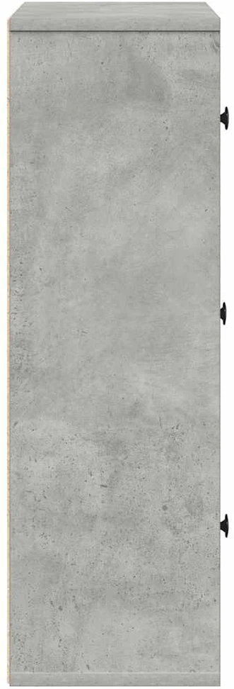 Knygų spinta, betono pilka, 60x24x76,5cm, apdirbta mediena