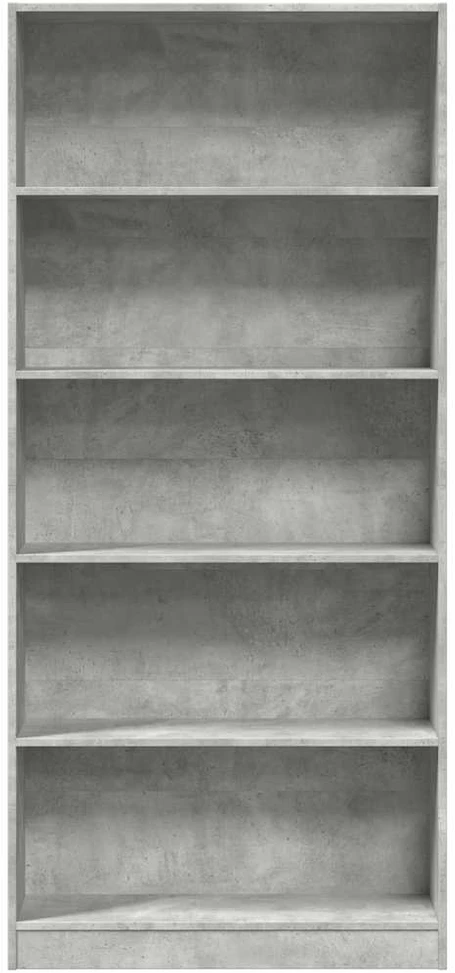 Knygų spinta, betono pilka, 80x24x176cm, apdirbta mediena