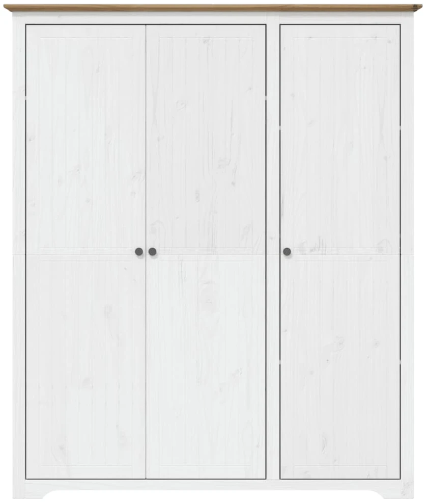 Knygų spinta BODO, balta/ruda, 146x53,5x173 cm, pušies masyvas