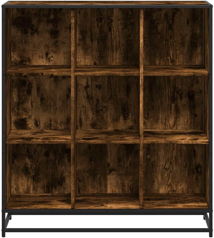 Knygų spinta, dūminė, 97,5x33x107,5cm, apdirbta mediena/metalas