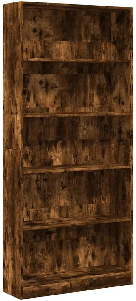Knygų spinta, dūminio ąžuolo, 80x24x176cm, apdirbta mediena