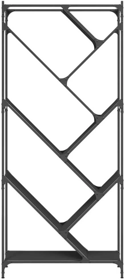 Knygų spinta, juoda, 79x30x180cm, apdirbta mediena ir metalas