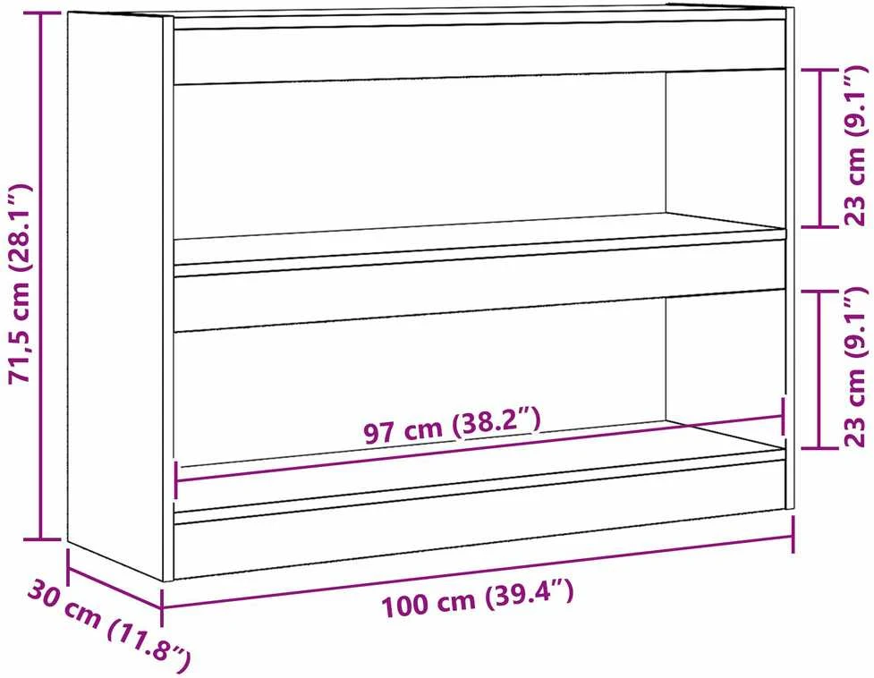Knygų lentyna 2 lygių 100 x 30 x 72 cm Apdirbta mediena