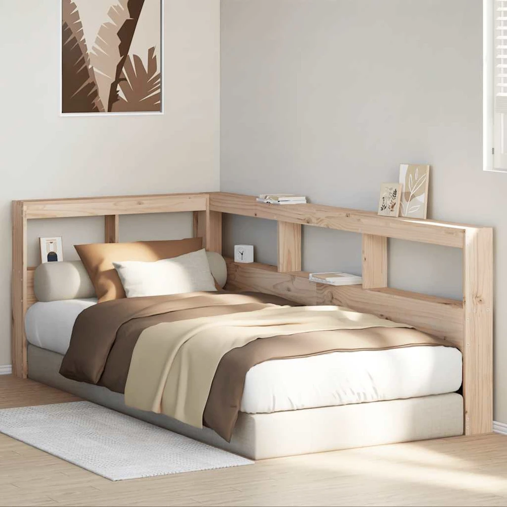 knygų spinta L formos 80 cm pušies medienos masyvas