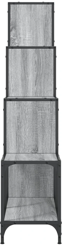 Knygų spinta, pilka ąžuolo, 122x30x132cm, mediena ir metalas