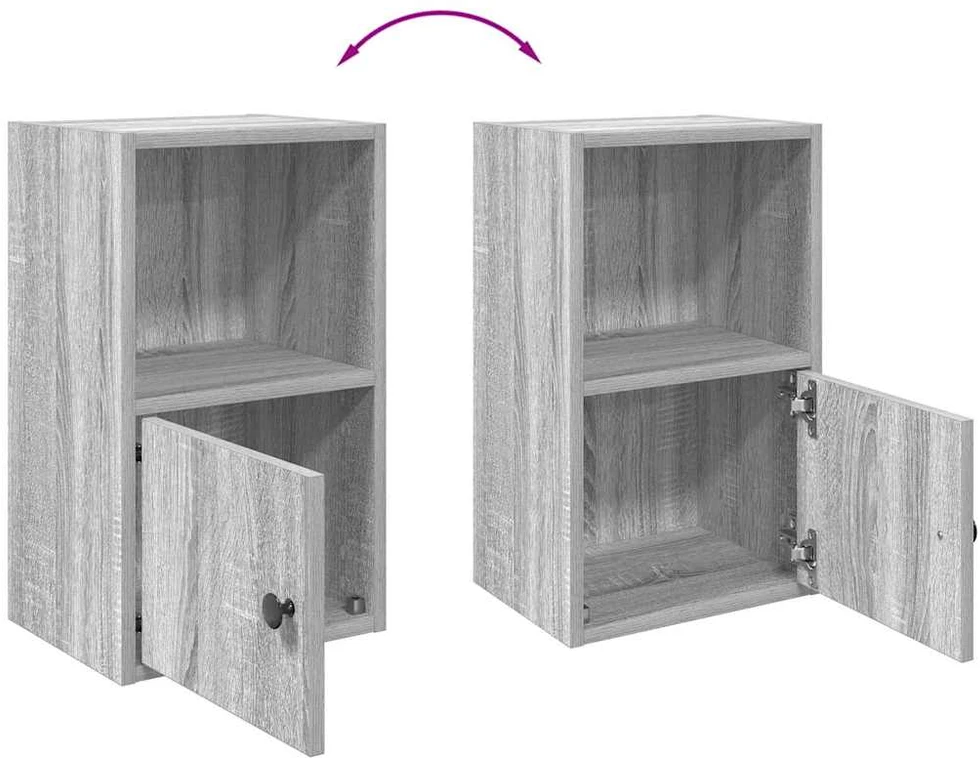 Knygų spinta, pilka ąžuolo, 31x24x52cm, apdirbta mediena