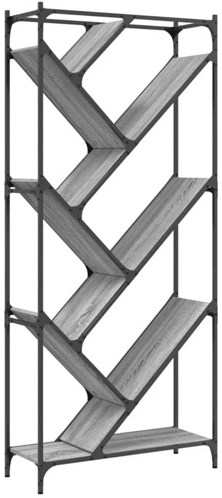 Knygų spinta, pilka ąžuolo, 79x30x180cm, mediena ir metalas