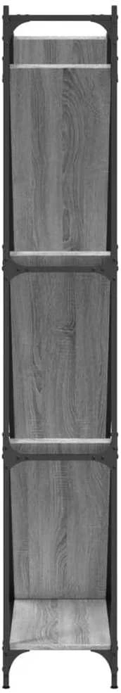 Knygų spinta, pilka ąžuolo, 79x30x180cm, mediena ir metalas