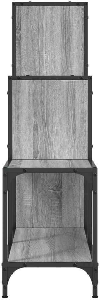 Knygų spinta, pilka ąžuolo, 92x30x102cm, mediena ir metalas