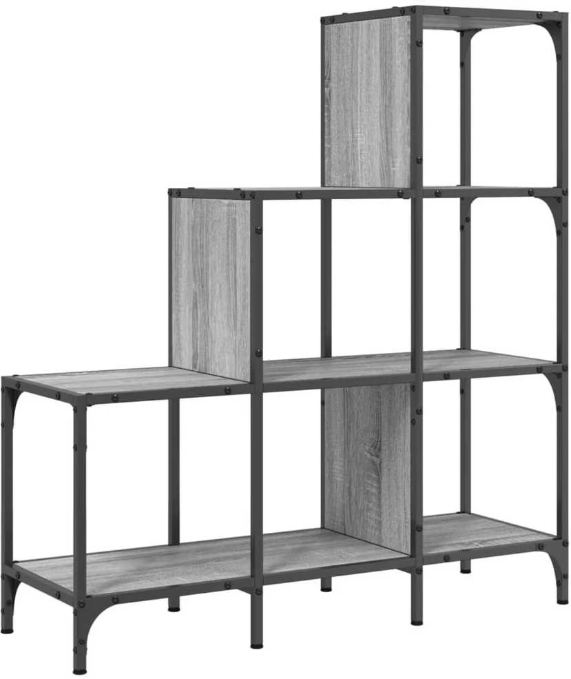 Knygų spinta, pilka ąžuolo, 92x30x102cm, mediena ir metalas