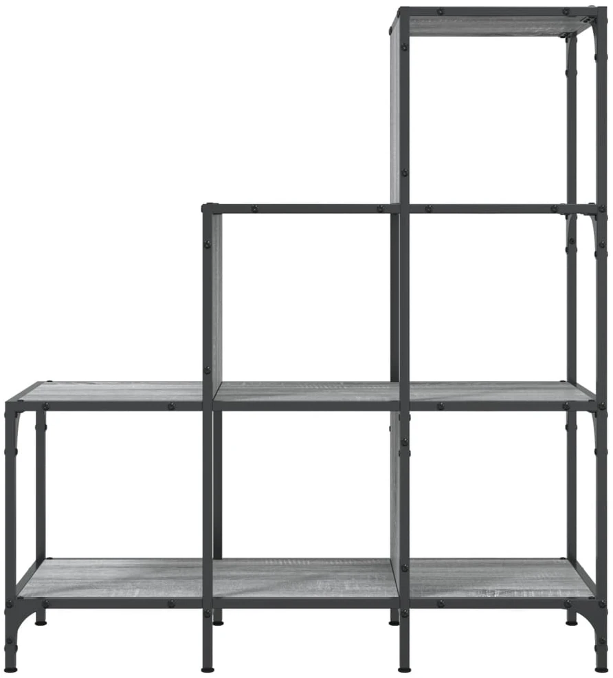 Knygų spinta, pilka ąžuolo, 92x30x102cm, mediena ir metalas
