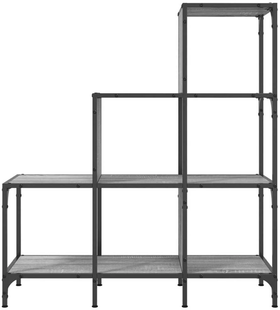Knygų spinta, pilka ąžuolo, 92x30x102cm, mediena ir metalas