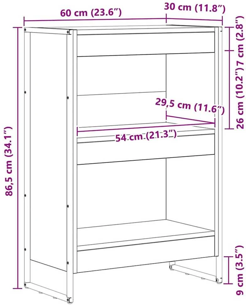 Knygų spinta 60 x 30 x 86,5 cm Apdirbta mediena Pilkas Sonoma