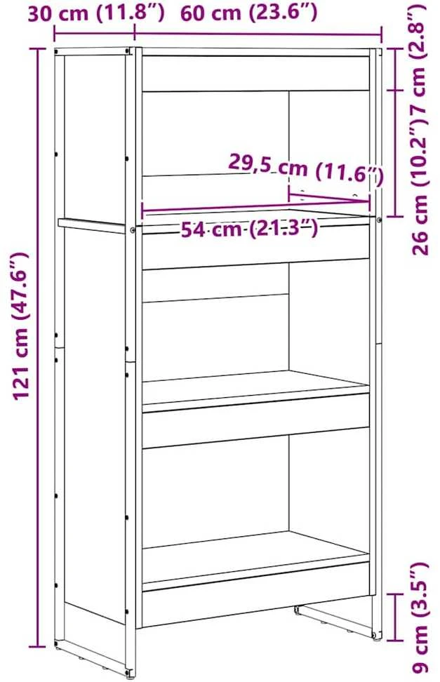 Knygų spinta 60 x 30 x 121 cm Apdirbta mediena Senovinis medis