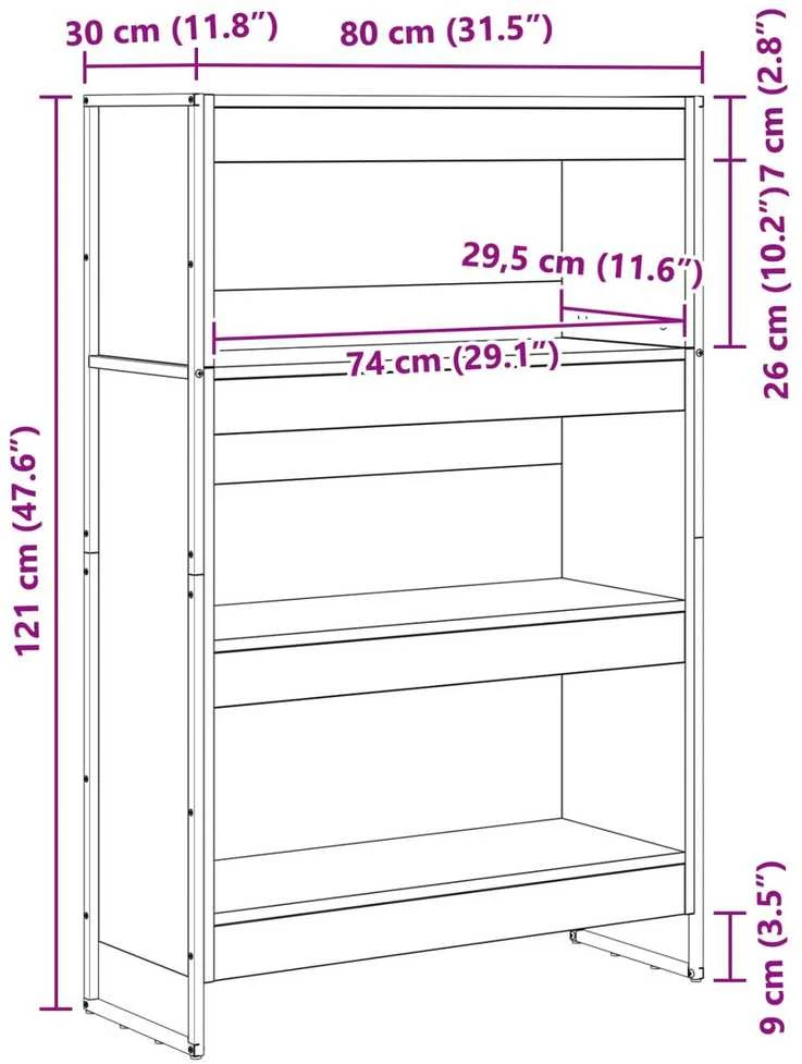 Knygų spinta 80 x 30 x 121 cm Apdirbta mediena Sonoma