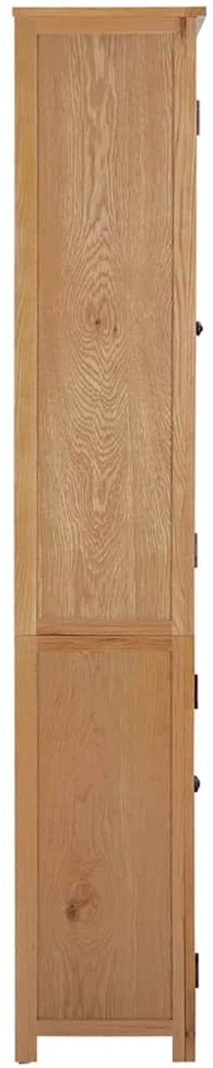 Knygų spinta su 4 durelėmis, 90x35x200cm, ąžuolas ir stiklas