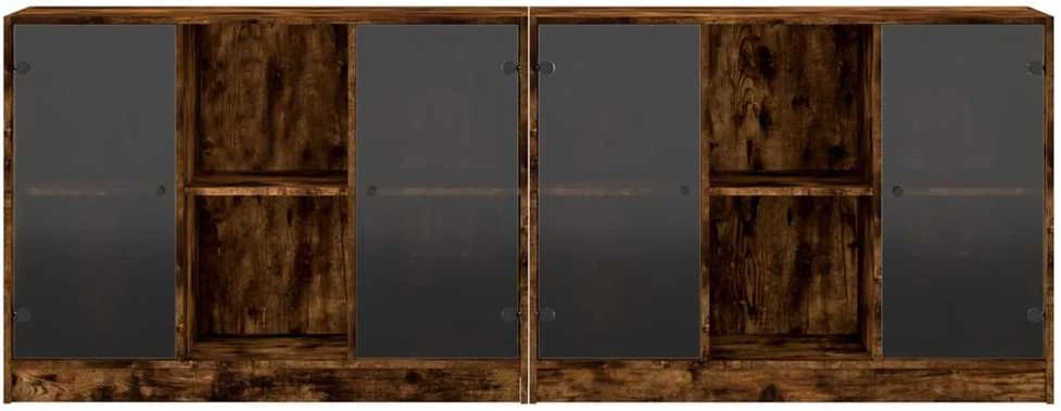 Knygų spinta su durelėmis, dūminė ąžuolo, 204x37x75cm, mediena