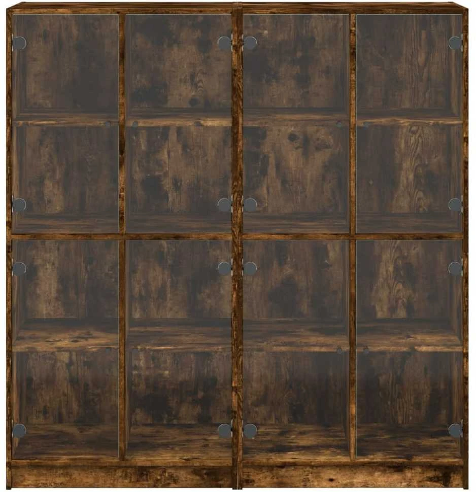 Knygų spinta su durelėmis, dūminė ąžuolo, 136x37x142cm, mediena